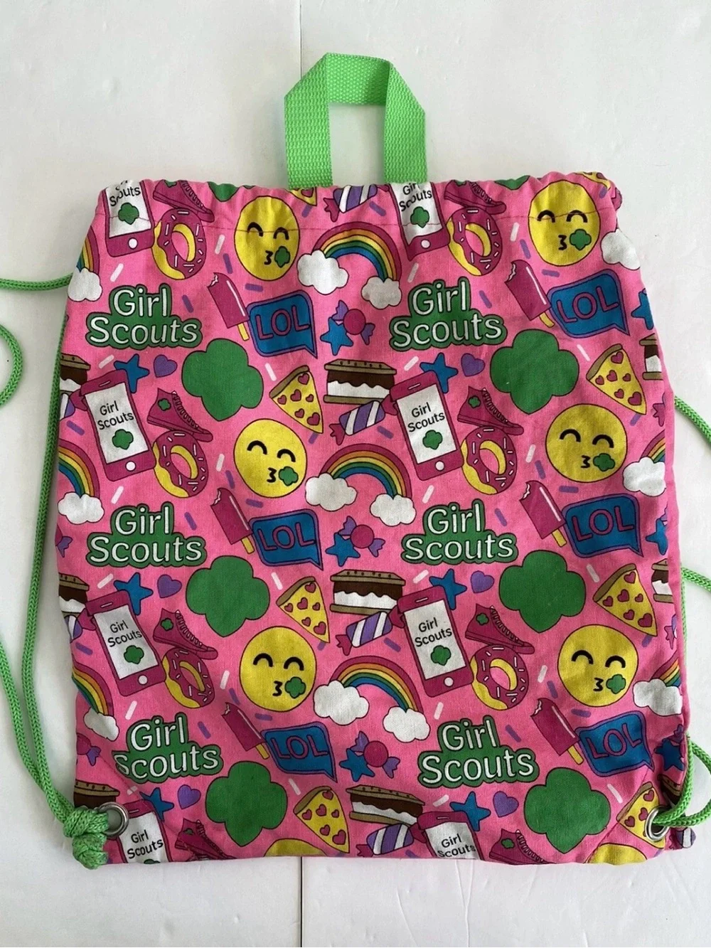 Girl Scouts Pink Drawstring Backpack